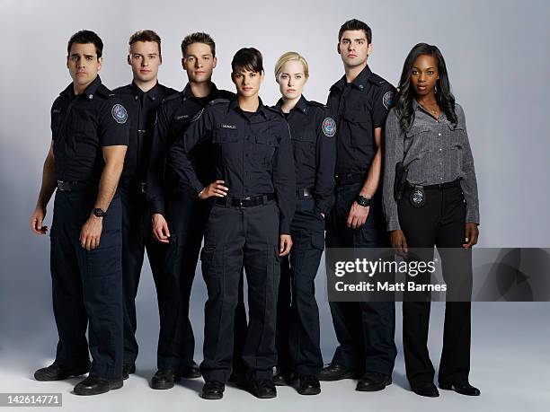 Walt Disney Television via Getty Images's "Rookie Blue" stars Ben Bass as Sam Swarek, Peter Mooney as Nick Collins, Gregory Smith as Dov Epstein,...