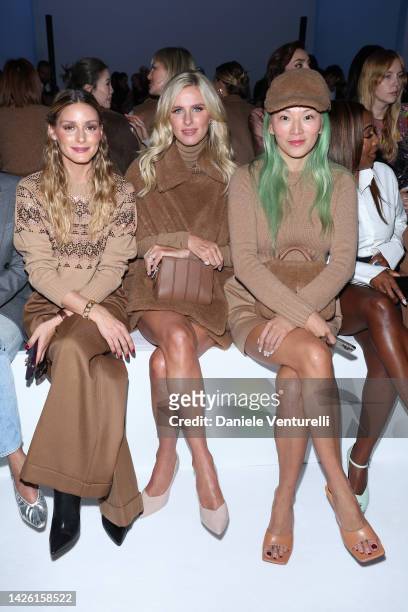 Olivia Palermo, Nicky Hilton Rothschild and Tina Leung are seen on the front row of the Max Mara Fashion Show during the Milan Fashion Week...