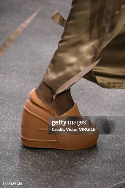 Model walks the runway during the Fendi Ready to Wear Spring/Summer 2023 fashion show as part of the Milan Fashion Week on September 21, 2022 in...