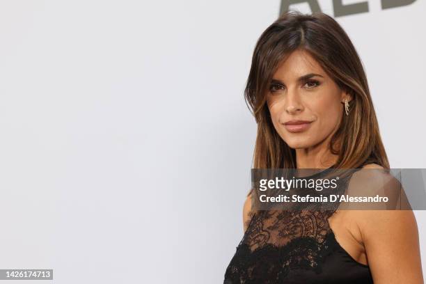 Elisabetta Canalis is seen on the front row of the Alberta Ferretti Fashion Show during the Milan Fashion Week Womenswear Spring/Summer 2023 on...