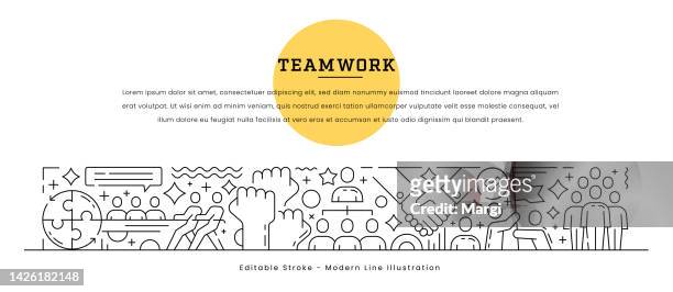 teamwork web banner concept - employee engagement stock illustrations