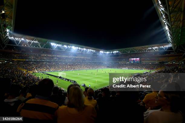 General view is seen during the International Friendly match between the Australia Socceroos and the New Zealand All Whites at Suncorp Stadium on...