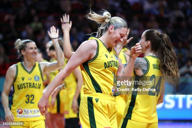 Lauren Jackson of Australia runs out during the 2022 FIBA Women's Basketball World Cup Group B match between x and X at Sydney Superdome, on...