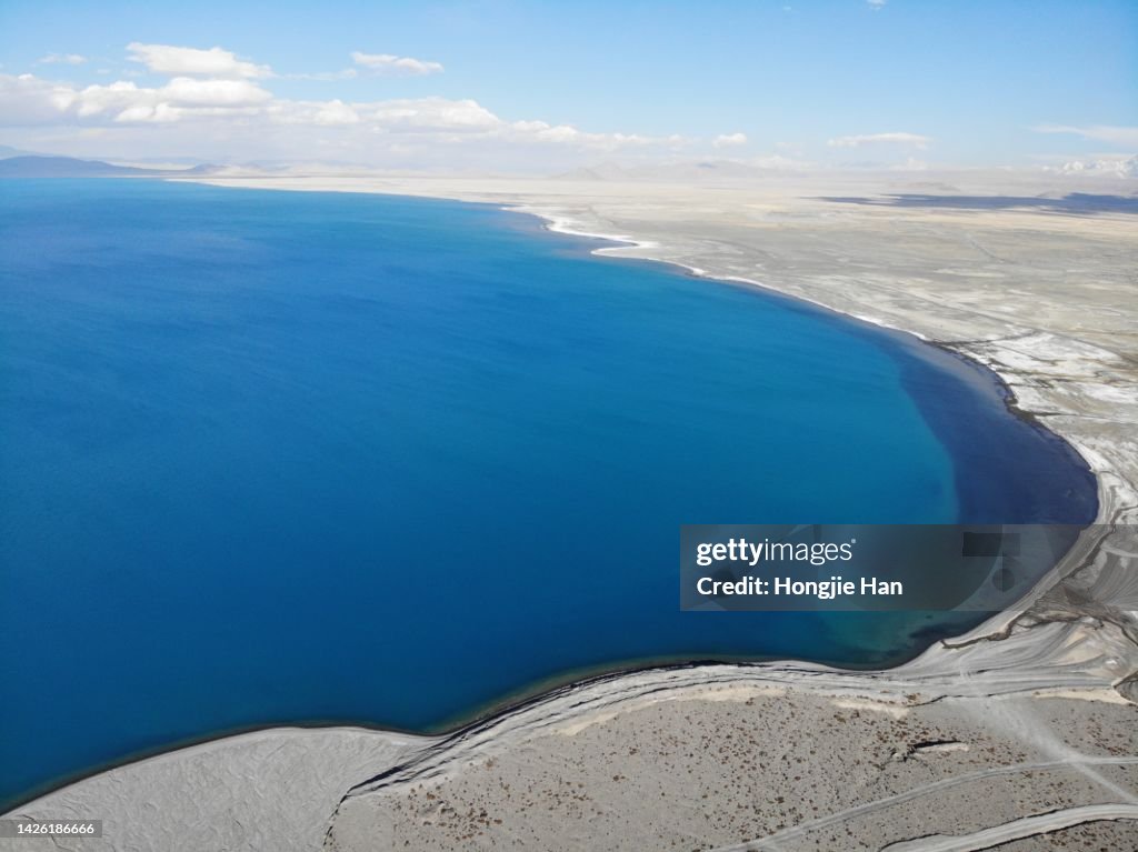 Natural scenery of Tibet, China. Background material of lakes and snow-capped mountains in Tibet. The destination of the tour.