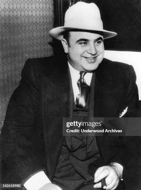 Portrait of American gangster, Al Capone, Chicago, Illinois, January 1, 1930.