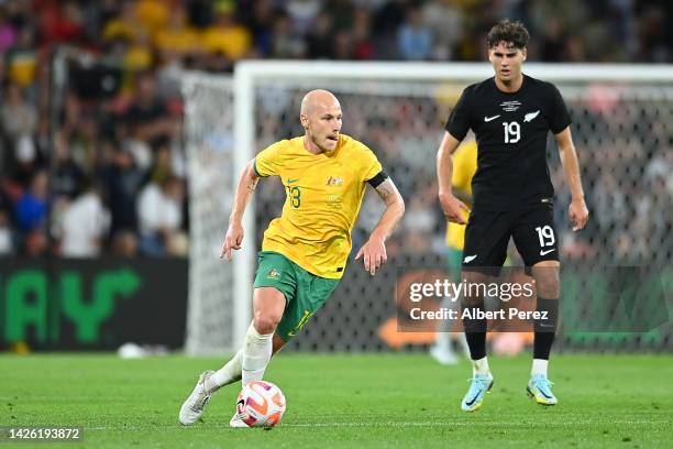 Aaron Mooy of Australia in action during the International Friendly match between the Australia Socceroos and the New Zealand All Whites at Suncorp...