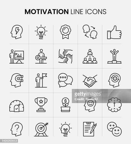 ilustrações de stock, clip art, desenhos animados e ícones de motivation line icons - u know
