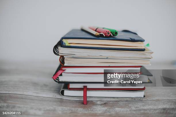 stacking of ring notebooks.closeup - instructions manual stock pictures, royalty-free photos & images