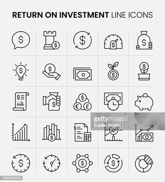 return on investment line icons - fund manager 幅插畫檔、美工圖案、卡通及圖標