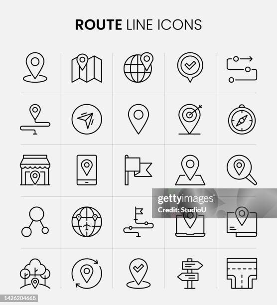 route line icons - positioning stock illustrations