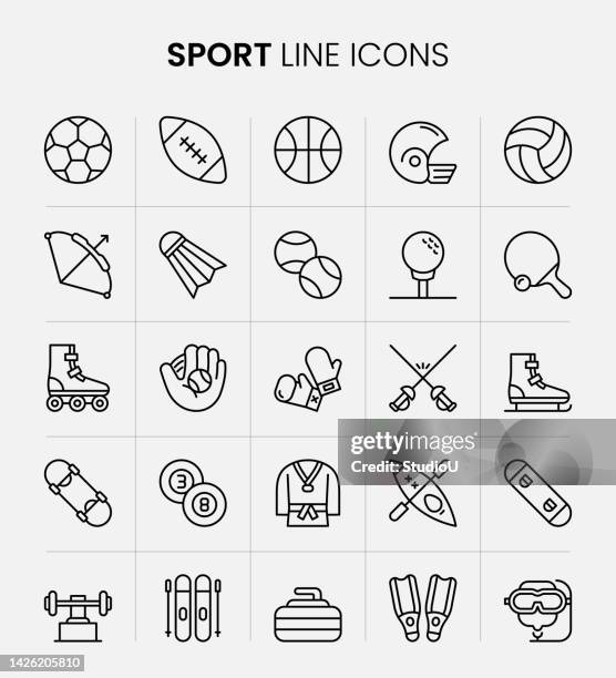 ilustrações de stock, clip art, desenhos animados e ícones de sport line icons - combat sport