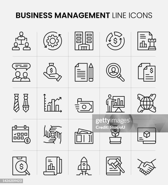 business management line icons - revenue integrity stock illustrations