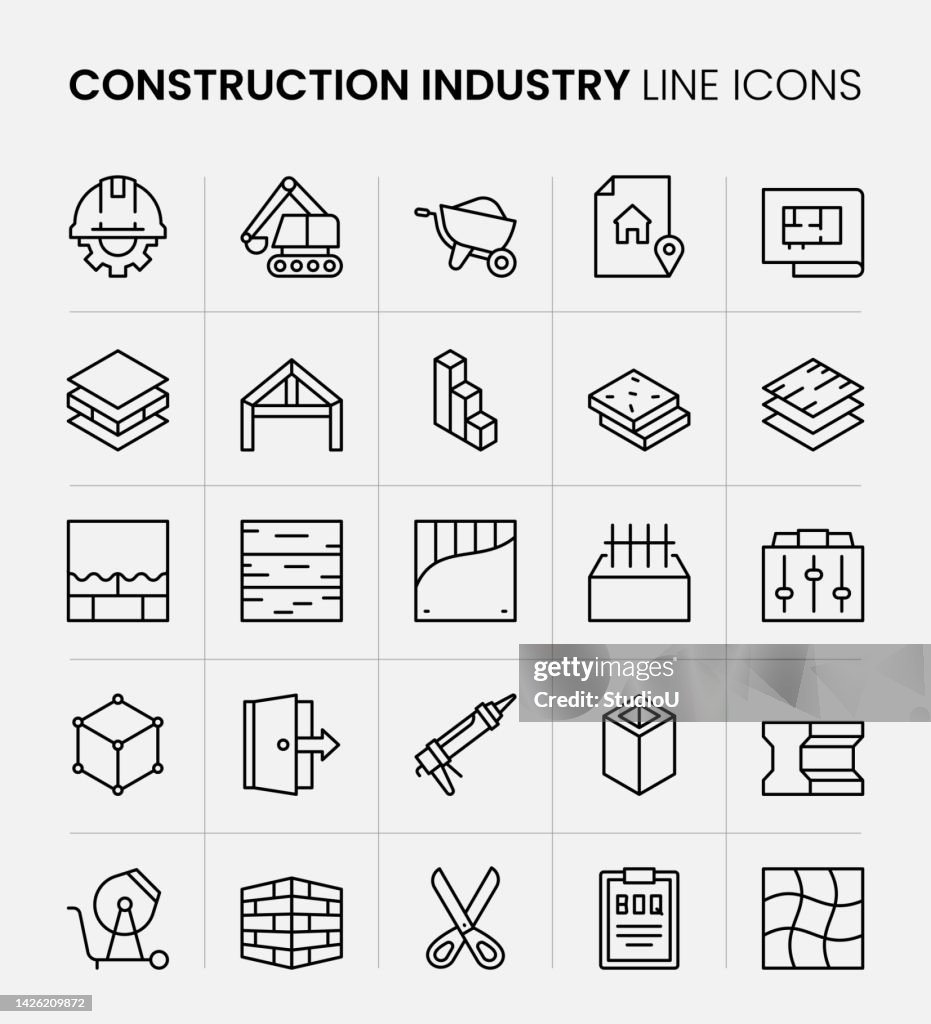 Construction Industry Line Icons