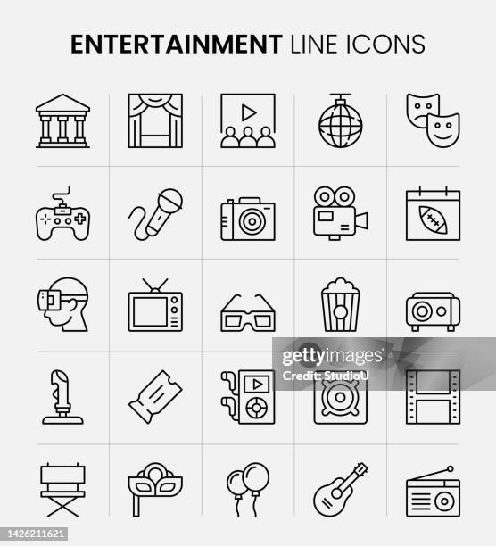 stockillustraties, clipart, cartoons en iconen met entertainment line icons - regisseur