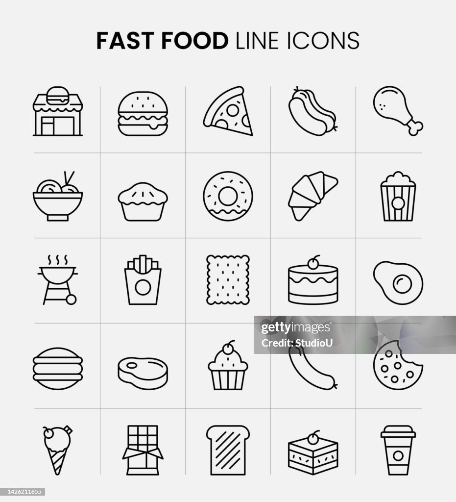 Fast Food Line Icons