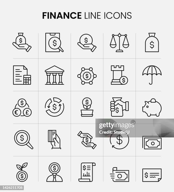 finance line icons - expense report stock illustrations