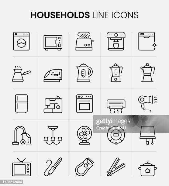 illustrations, cliparts, dessins animés et icônes de icônes de ligne ménages - rasoir électrique