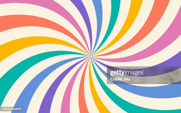 abstrakter rainbow swirl hintergrund - zirkus stock-grafiken, -clipart, -cartoons und -symbole