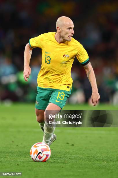 Aaron Mooy of Australia in action during the International Friendly match between the Australia Socceroos and the New Zealand All Whites at Suncorp...