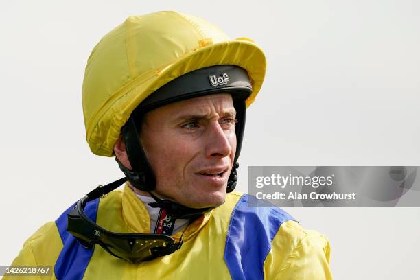 Ryan Moore poses at Newmarket Racecourse on September 22, 2022 in Newmarket, England.