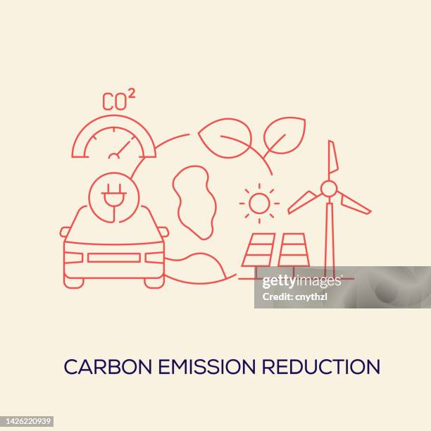 carbon emission reduction related conceptual vector illustration - carbon reduction stock illustrations