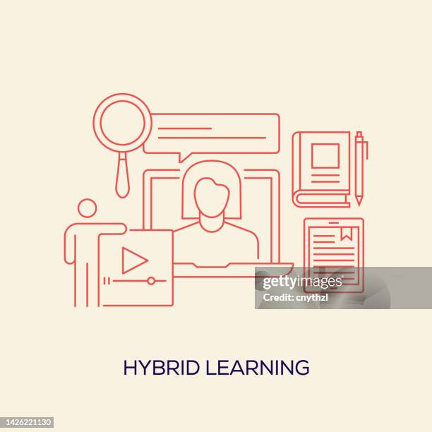 hybrid learning related conceptual vector illustration - hybrid learning stock illustrations