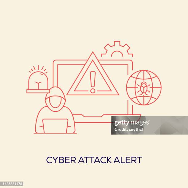 cyber attack alert related conceptual vector illustration - computer virus alert stock illustrations