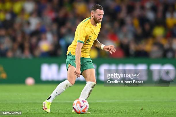 Martin Boyle of Australia in action during the International Friendly match between the Australia Socceroos and the New Zealand All Whites at Suncorp...