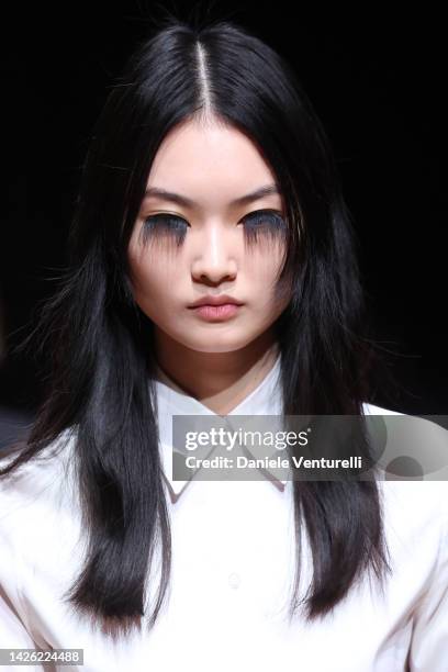 Model walks the runway of the Prada Fashion Show during the Milan Fashion Week Womenswear Spring/Summer 2023 on September 22, 2022 in Milan, Italy.