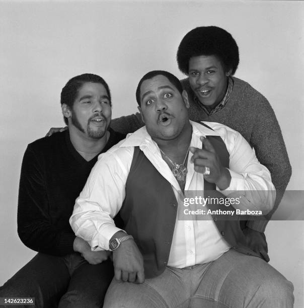 Portrait of the members of American hip hop group The Sugar Hill Gang, New York, New York, November 1980. Pictured are, from left, Michael 'Wonder...