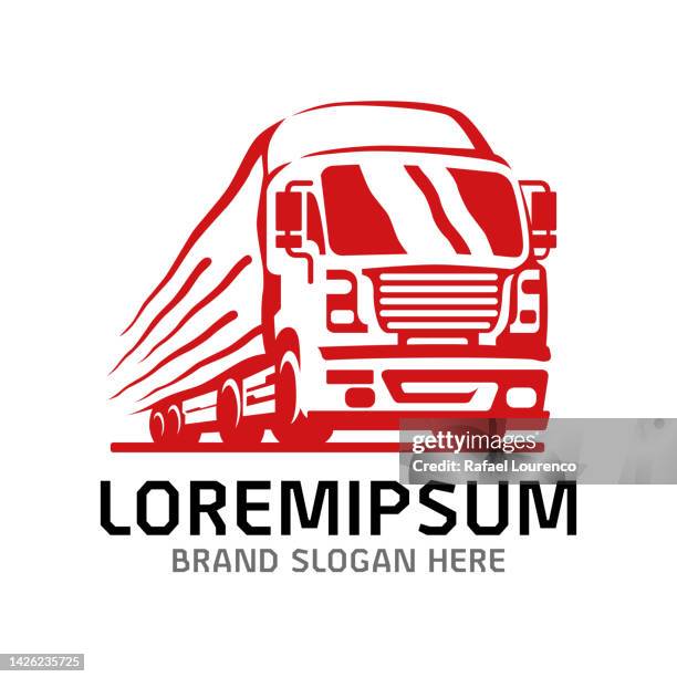 truck illustration logo brand design over white background - transportation truck stock illustrations