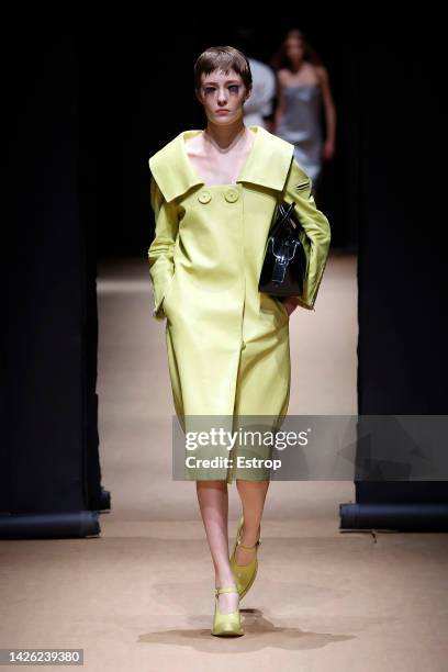 Model walks the runway of the Prada Fashion Show during the Milan Fashion Week Womenswear Spring/Summer 2023 on September 22, 2022 in Milan, Italy.
