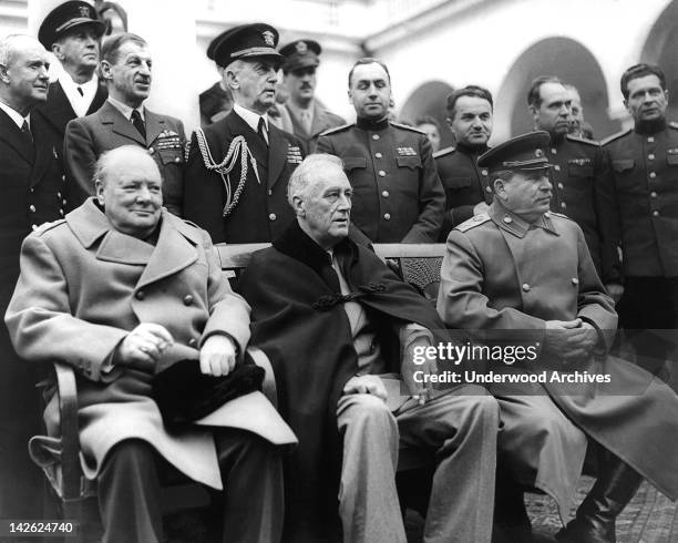 Scene from the Crimean Conference with Prime Minister Winston Churchill, President Franklin D. Roosevelt, and Marshal Joseph Stalin at the palace in...