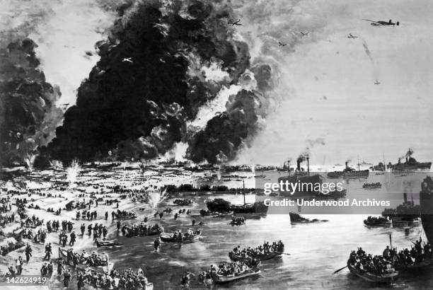 The Evacuation of Dunkirk as painted by Charles Cundall, Dunkirk, France, June 1, 1940. The British evacuated over 350,000 British, Belgian, French,...