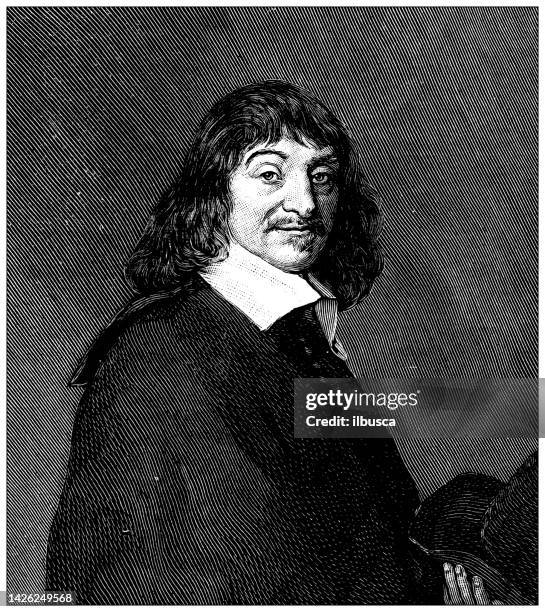 ilustrações de stock, clip art, desenhos animados e ícones de antique illustration: rené descartes, renatus cartesius - rené descartes