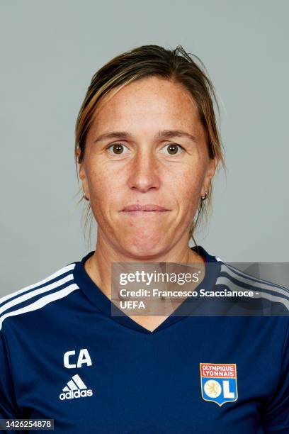 Assistant Coach of Olympique Lyonnais Camille Abily poses for a photo during the Olympique Lyonnais UEFA Women's Champions League Portrait session on...