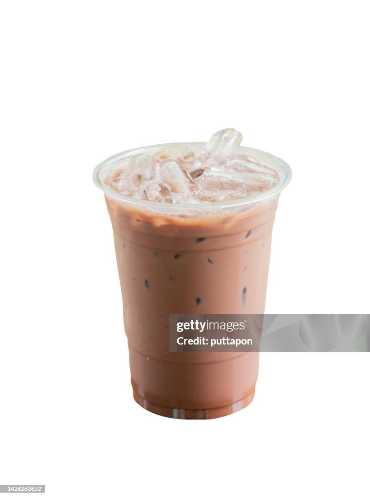 Cold cocoa on white background with clipping path