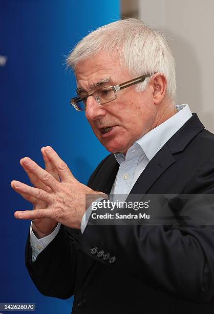 New Zealand Trade Minister Tim Groser speaks during the India New Zealand Bussiness Council meeting at KPMG on April 10, 2012 in Auckland, New...