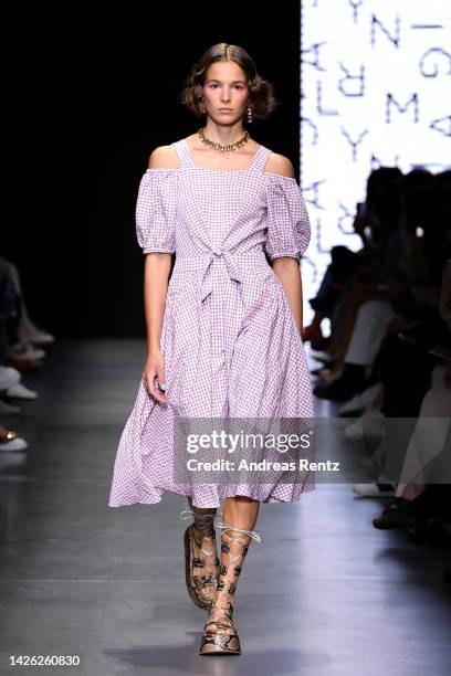 Model walks the runway at the Maryling fashion show during the Milan Fashion Week Womenswear Spring/Summer 2023 on September 21, 2022 in Milan, Italy.