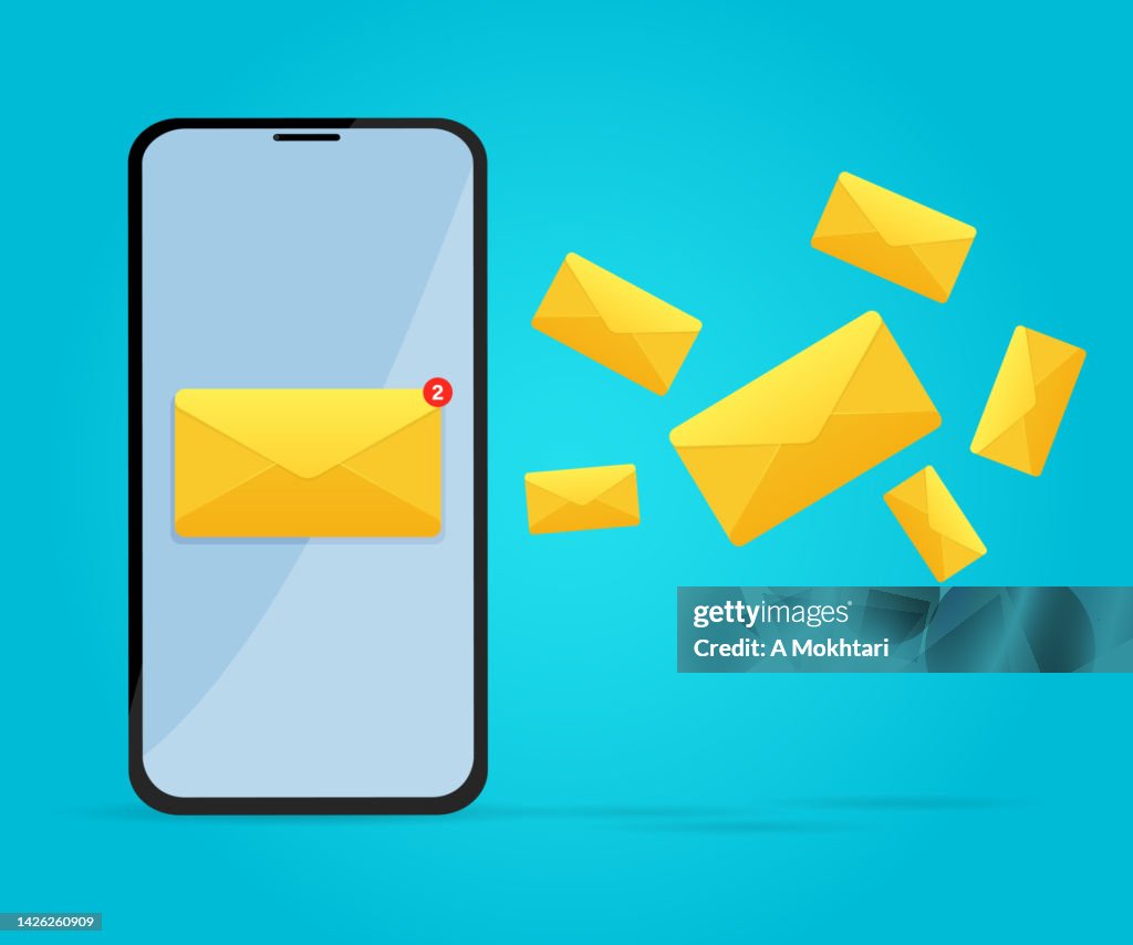 Smartphone With Reception And Sending Of Messages Sms Envelope High-Res ...