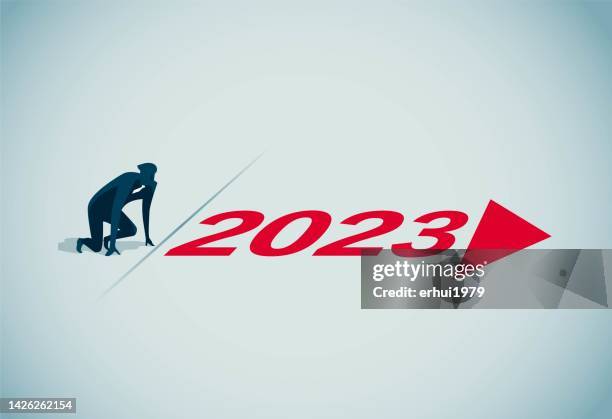 2023 am start - new years day races stock-grafiken, -clipart, -cartoons und -symbole