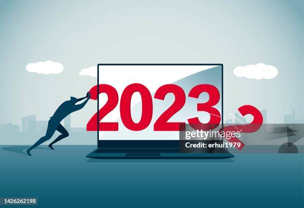 2023 in the computer - the end text stock illustrations