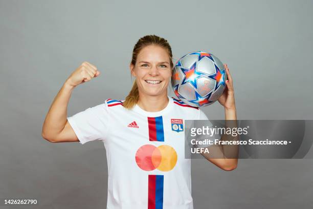 Eugnie Le Sommer of Olympique Lyonnais poses for a photo during the Olympique Lyonnais UEFA Women's Champions League Portrait session on September...