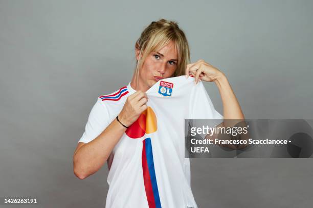 Amandine Henry of Olympique Lyonnais poses for a photo during the Olympique Lyonnais UEFA Women's Champions League Portrait session on September 19,...