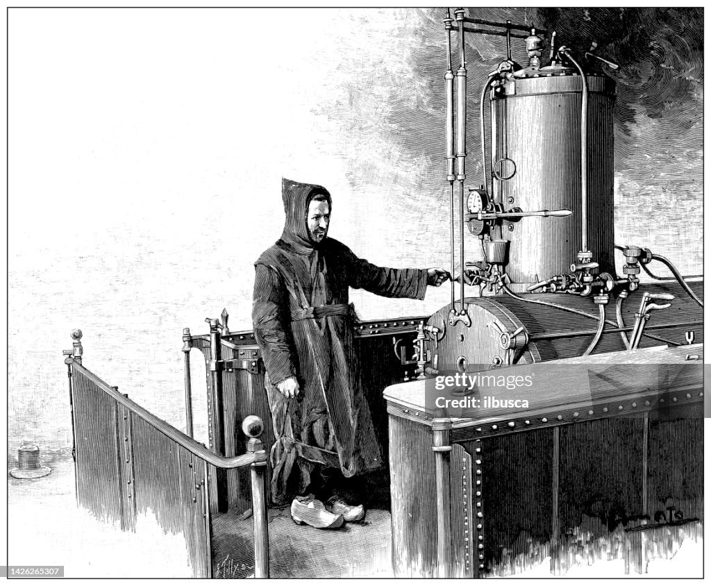 Antique illustration: Trappists religious order, train