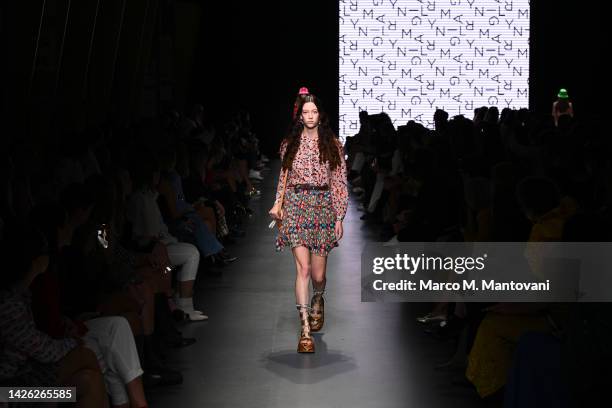 Model walks the runway at the Maryling fashion show during the Milan Fashion Week Womenswear Spring/Summer 2023 on September 21, 2022 in Milan, Italy.