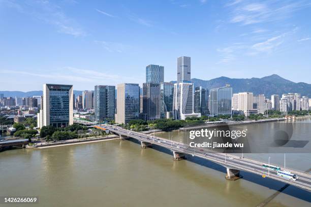 modern urban architectural landscape - fuzhou stock-fotos und bilder