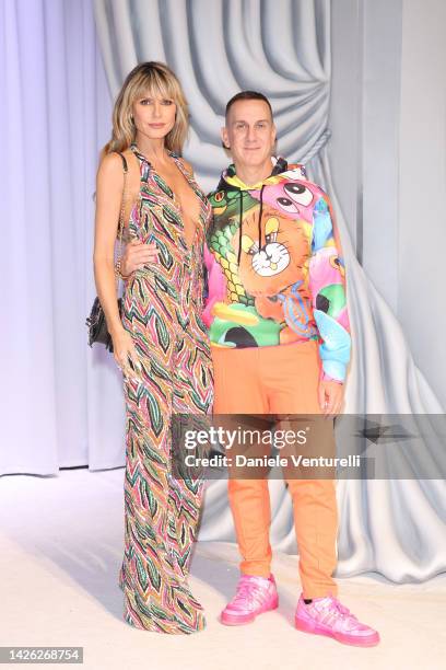 Heidi Klum and fashion designer Jeremy Scott is seen on the front row of the Moschino Fashion Show during the Milan Fashion Week Womenswear...