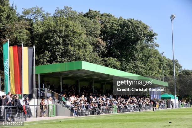 The tribune of the Stadium at Sportschool Wedau during the Germany U17 v Uruguay U17 match of the KOMM MIT 4-Nationenturnier U 17 at Sport School...