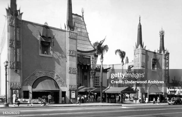 Grauman's Chinese Theater on Hollywood Blvd, Hollywood, California, 1940s.
